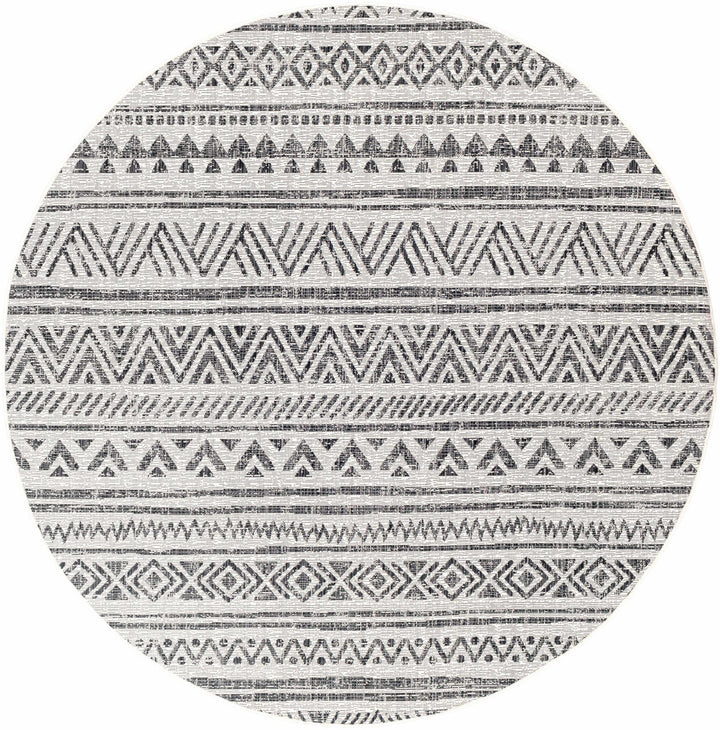 Modern Stripes Chevron Design Ivory and Charcoal Outdoor Safe Area Rug - The Rug Decor