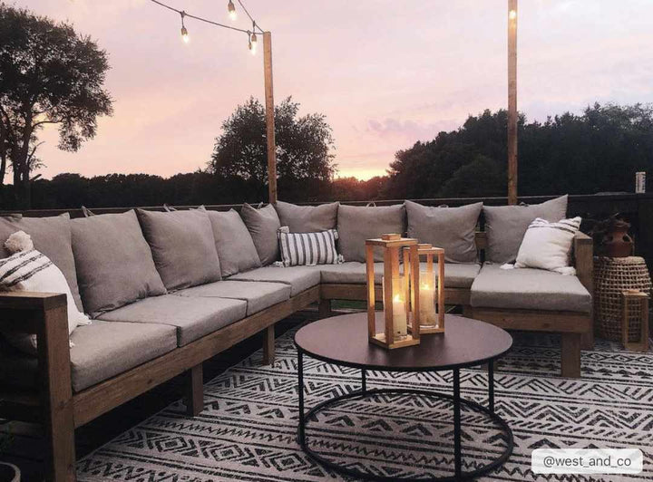 Modern Stripes Chevron Design Ivory and Charcoal Outdoor Safe Area Rug - The Rug Decor