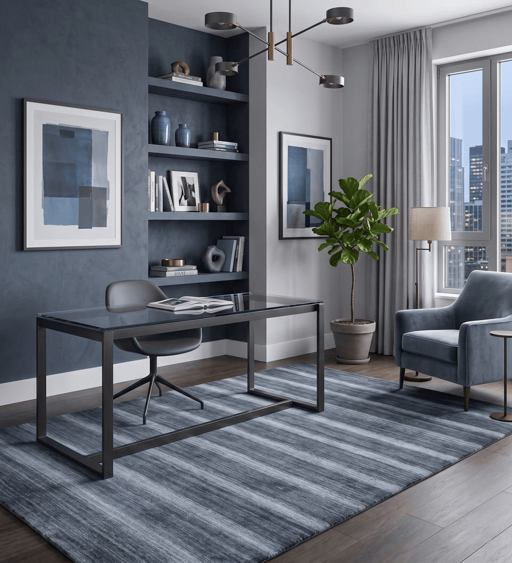 Modern Stripes Design 5x7 Charcoal and Silver Wool Hand Woven Area Rug - The Rug Decor