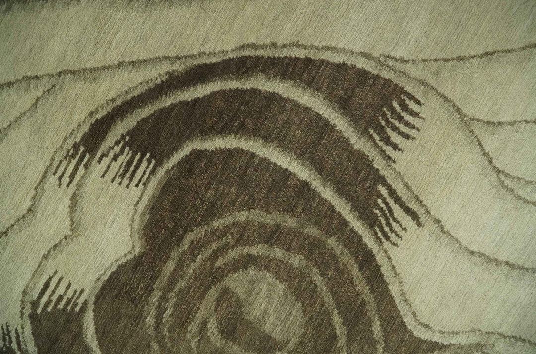 Modern Stripes Design Beige and Brown Hand loom 5.6x8 wool and art Silk Area Rug - The Rug Decor