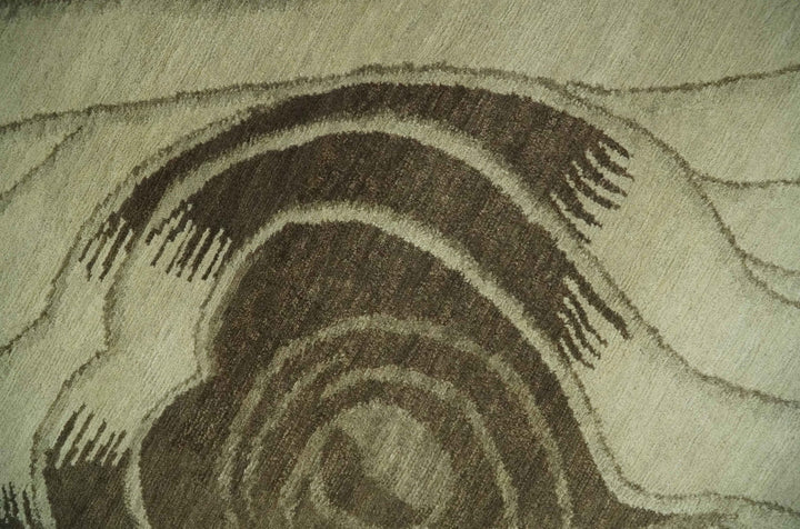 Modern Stripes Design Beige and Brown Hand loom 5.6x8 wool and art Silk Area Rug - The Rug Decor