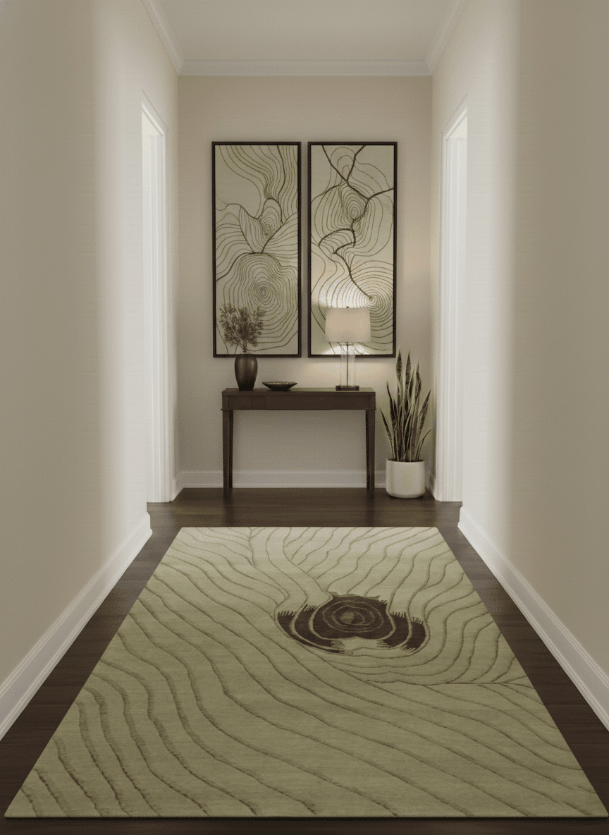 Modern Stripes Design Beige and Brown Hand loom 5.6x8 wool and art Silk Area Rug - The Rug Decor