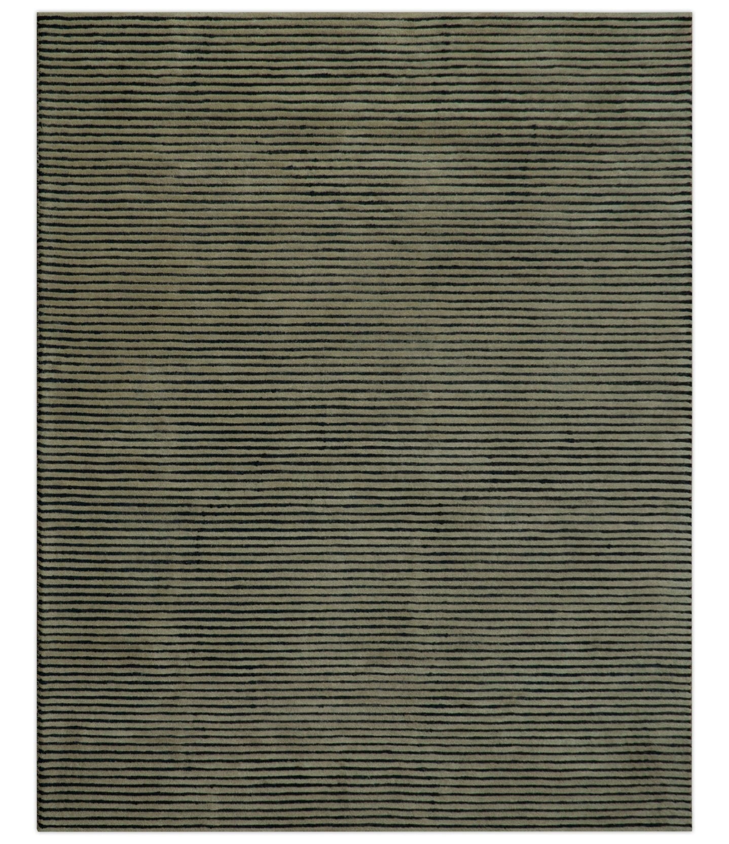 Modern Stripes Design Black And Brown 8x10 Hand Tufted Wool Area Rug - The Rug Decor