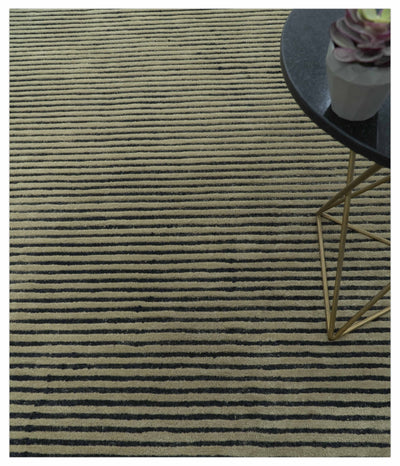 Modern Stripes Design Black And Brown 8x10 Hand Tufted Wool Area Rug - The Rug Decor