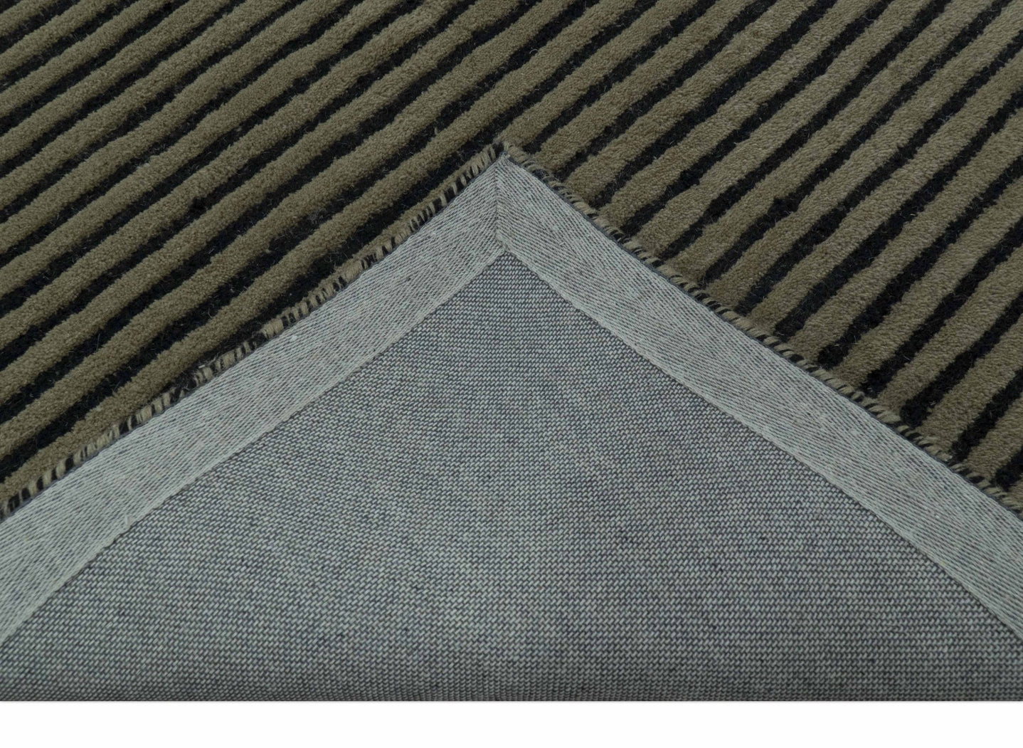 Modern Stripes Design Black And Brown 8x10 Hand Tufted Wool Area Rug - The Rug Decor