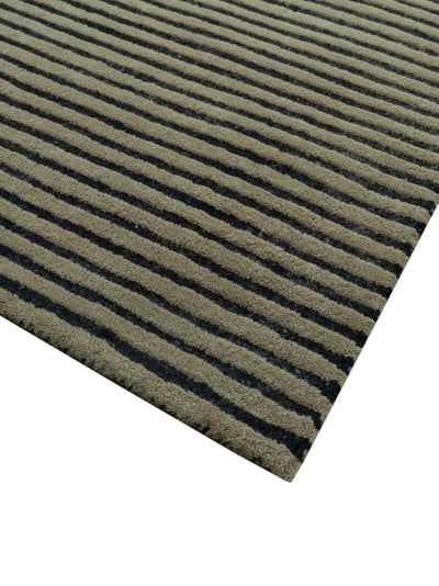 Modern Stripes Design Black And Brown 8x10 Hand Tufted Wool Area Rug - The Rug Decor