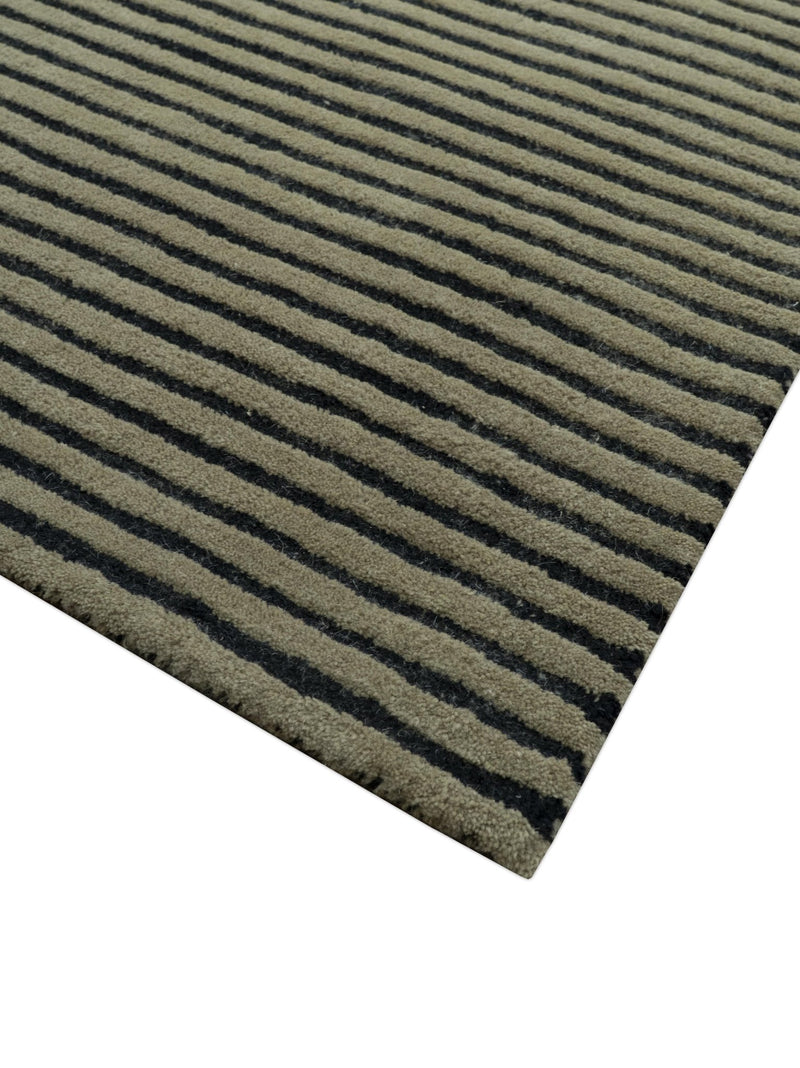 Modern Stripes Design Black And Brown 8x10 Hand Tufted Wool Area Rug - The Rug Decor