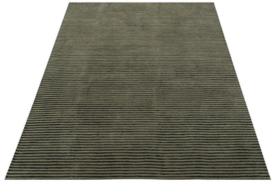 Modern Stripes Design Black And Brown Hand Tufted Custom Made Wool Area Rug - The Rug Decor