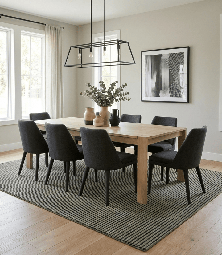 Modern Stripes Design Black And Brown Hand Tufted Custom Made Wool Area Rug - The Rug Decor