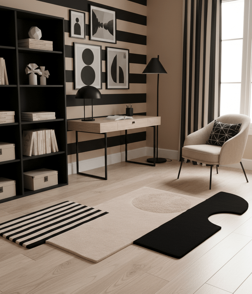 Modern Stripes Pattern Beige Hand Tufted 5x7 Wool Area Rug - The Rug Decor