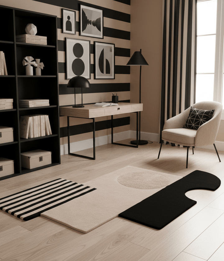 Modern Stripes Pattern Beige Hand Tufted 5x7 Wool Area Rug - The Rug Decor