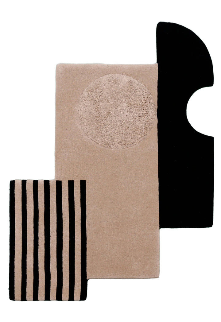 Modern Stripes Pattern Beige Hand Tufted 5x7 Wool Area Rug - The Rug Decor