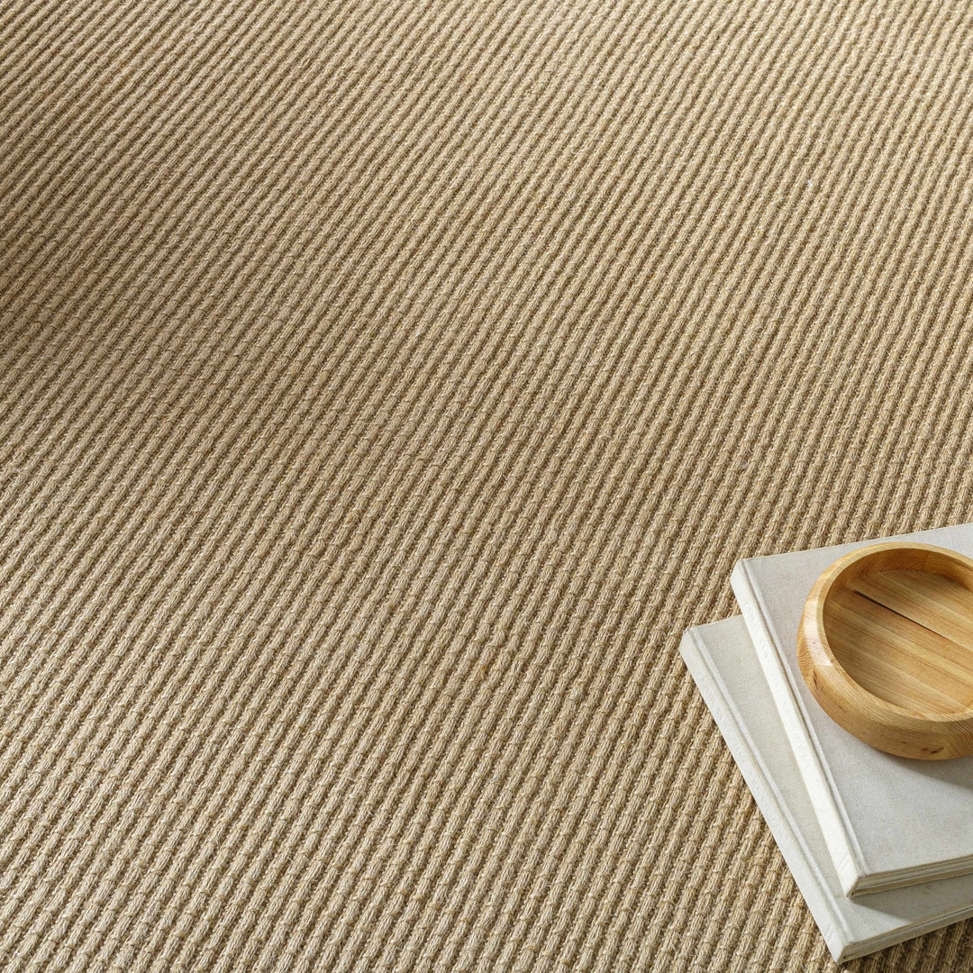 Modern Stripes Texture Tan Jute Area Rug - The Rug Decor