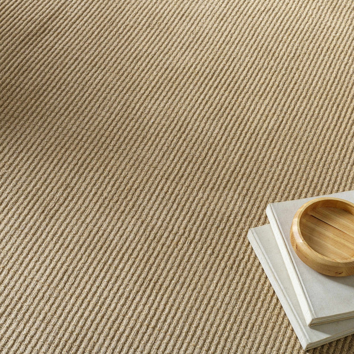 Modern Stripes Texture Tan Jute Area Rug - The Rug Decor