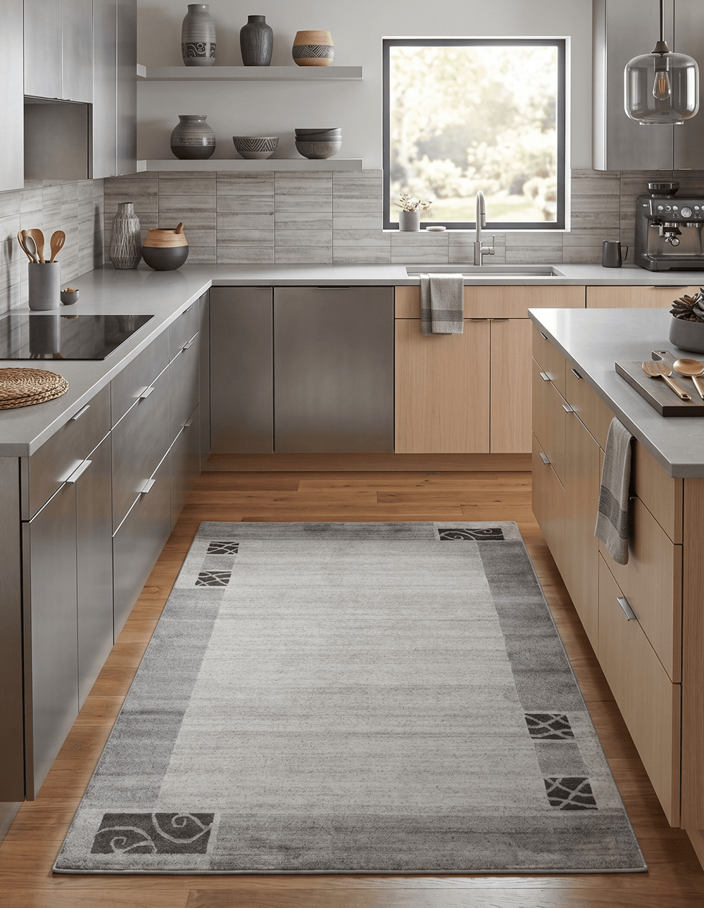 Modern Style 4.7x6.5 Brown and Silver Wool Hand Woven Area Rug - The Rug Decor