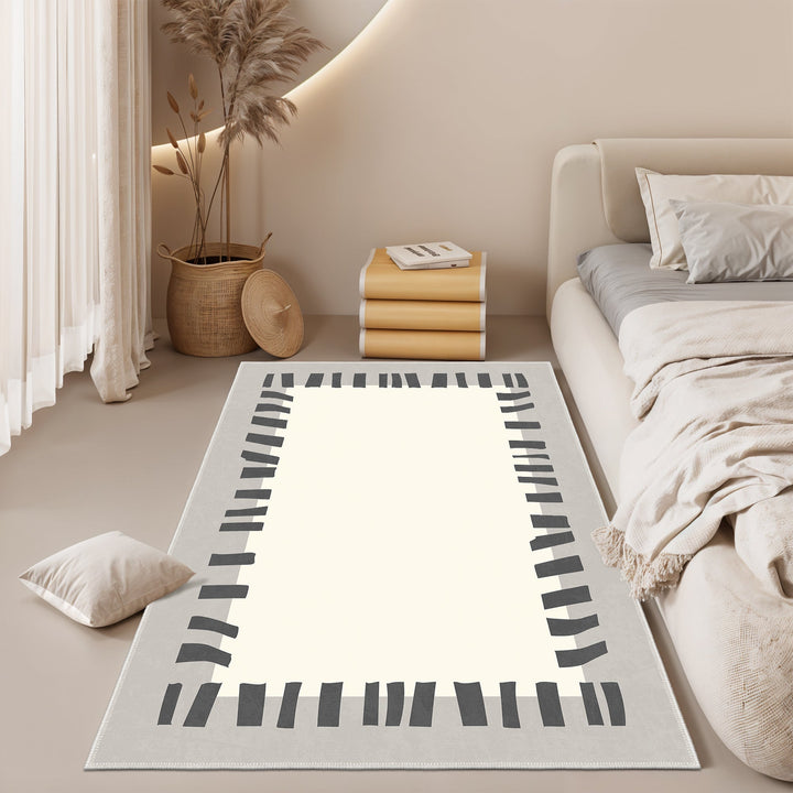 Modern Style Beige And Gray Machine Washable Cotton Area Rug - The Rug Decor