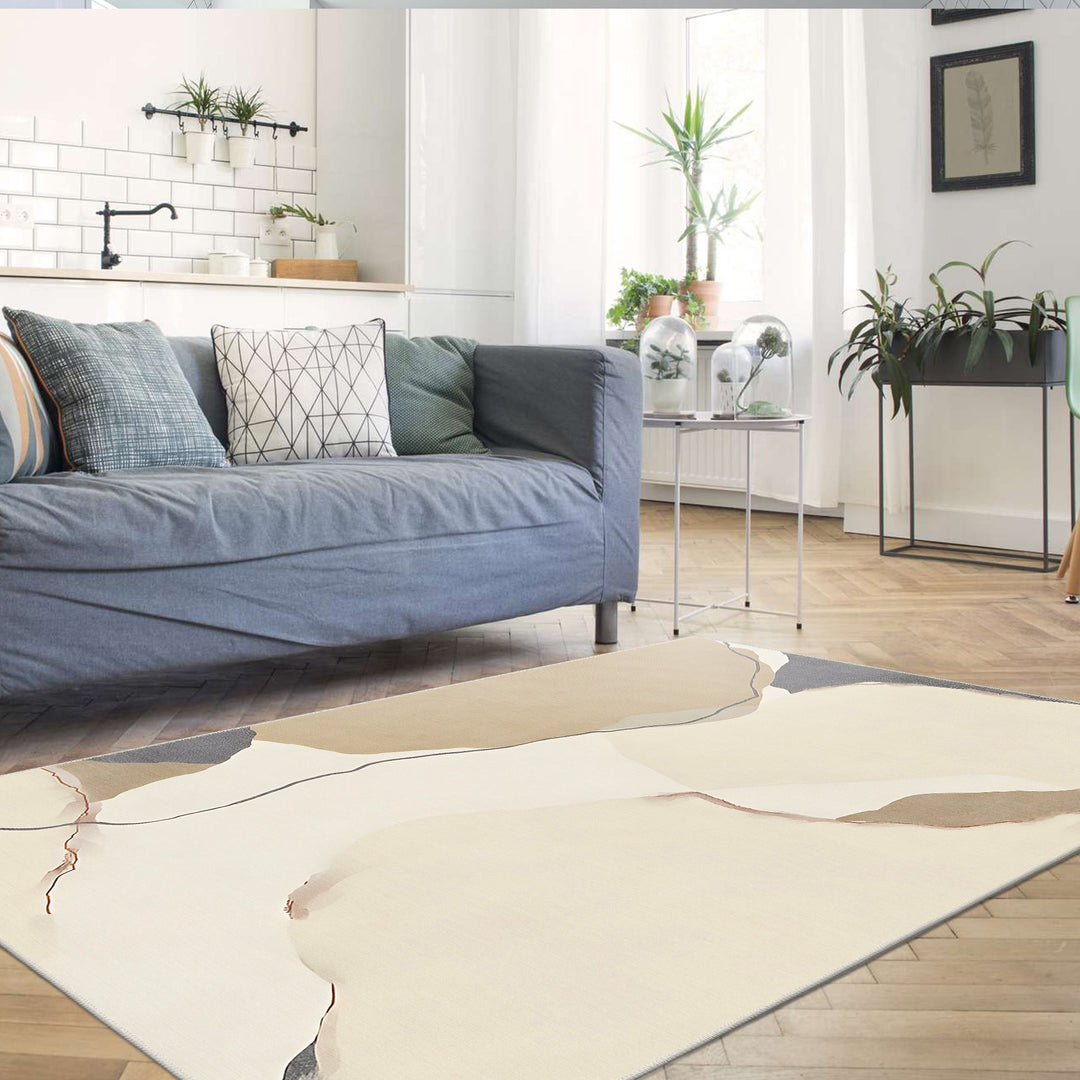 Modern Style Beige Machine Washable Cotton Area Rug - The Rug Decor