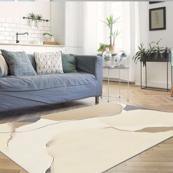 Modern Style Beige Machine Washable Cotton Area Rug - The Rug Decor