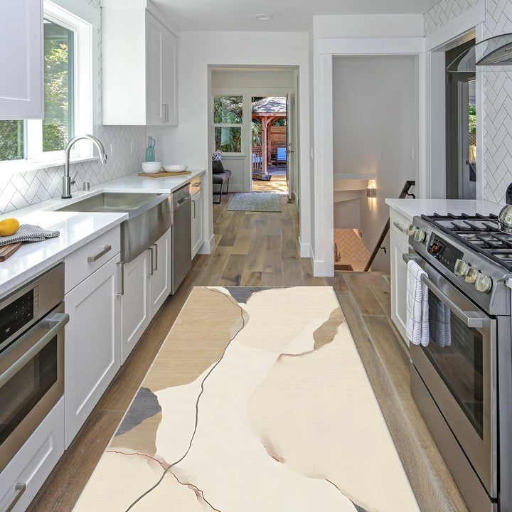 Modern Style Beige Machine Washable Cotton Area Rug - The Rug Decor