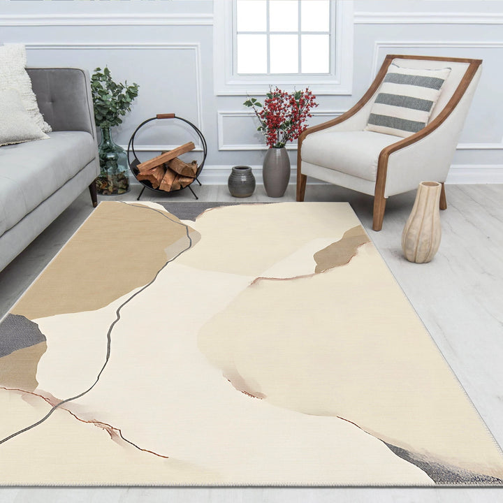 Modern Style Beige Machine Washable Cotton Area Rug - The Rug Decor