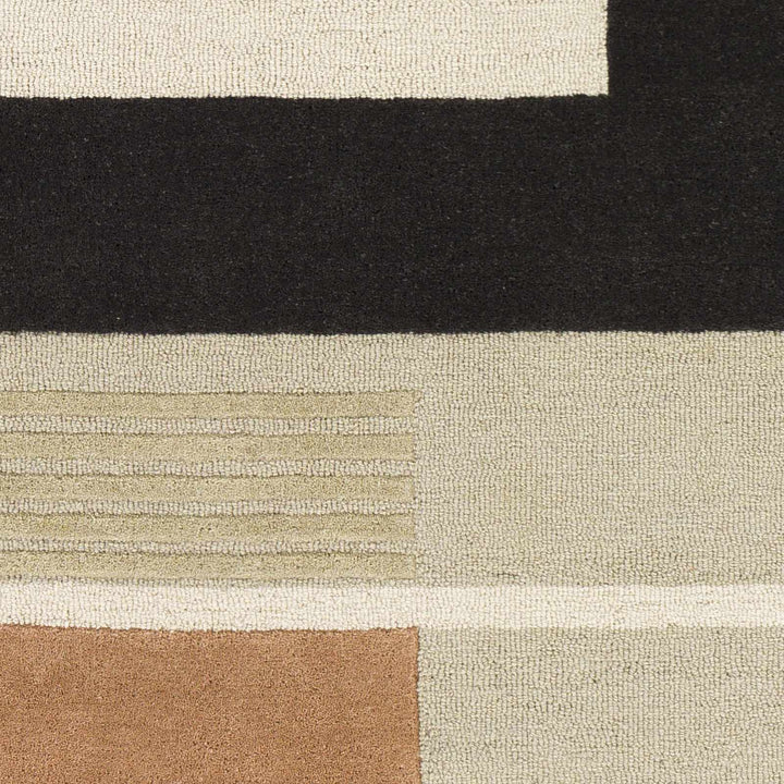 Modern Style Geometrical Design Beige, Green, Brown and Black Hand Tufted Rug - The Rug Decor