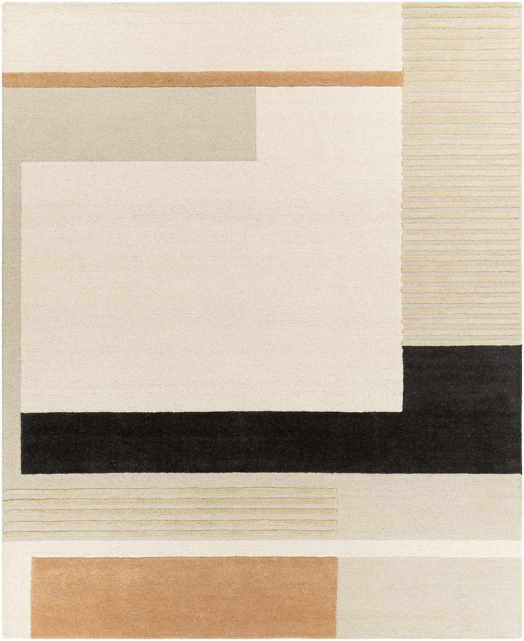 Modern Style Geometrical Design Beige, Green, Brown and Black Hand Tufted Rug - The Rug Decor