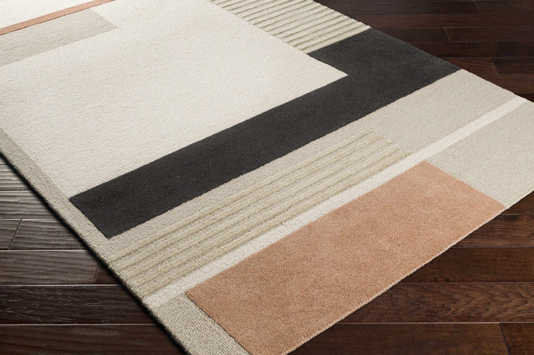 Modern Style Geometrical Design Beige, Green, Brown and Black Hand Tufted Rug - The Rug Decor