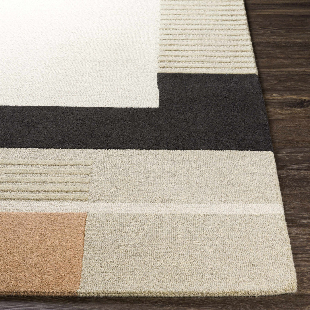 Modern Style Geometrical Design Beige, Green, Brown and Black Hand Tufted Rug - The Rug Decor