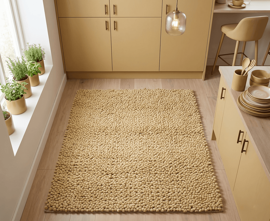 Modern Style Gold Handmade Wool 3x3 Area Rug - The Rug Decor