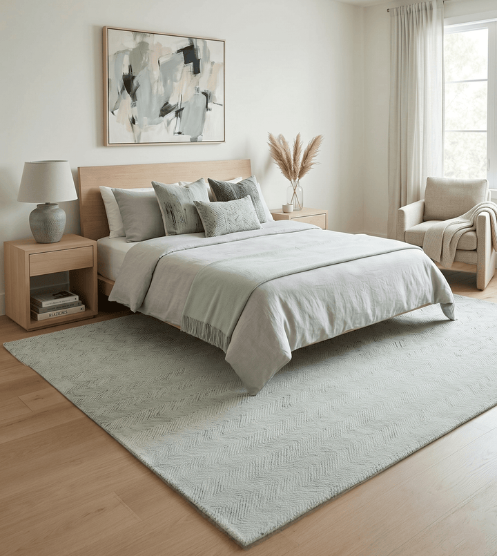 Modern Style Hand Tufted Blue and Ivory Area Rug - The Rug Decor