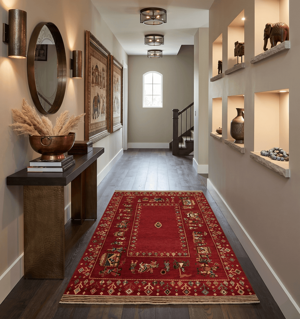 Modern Style Maroon 5x7 Wool Hand Knotted Antique Rug - The Rug Decor