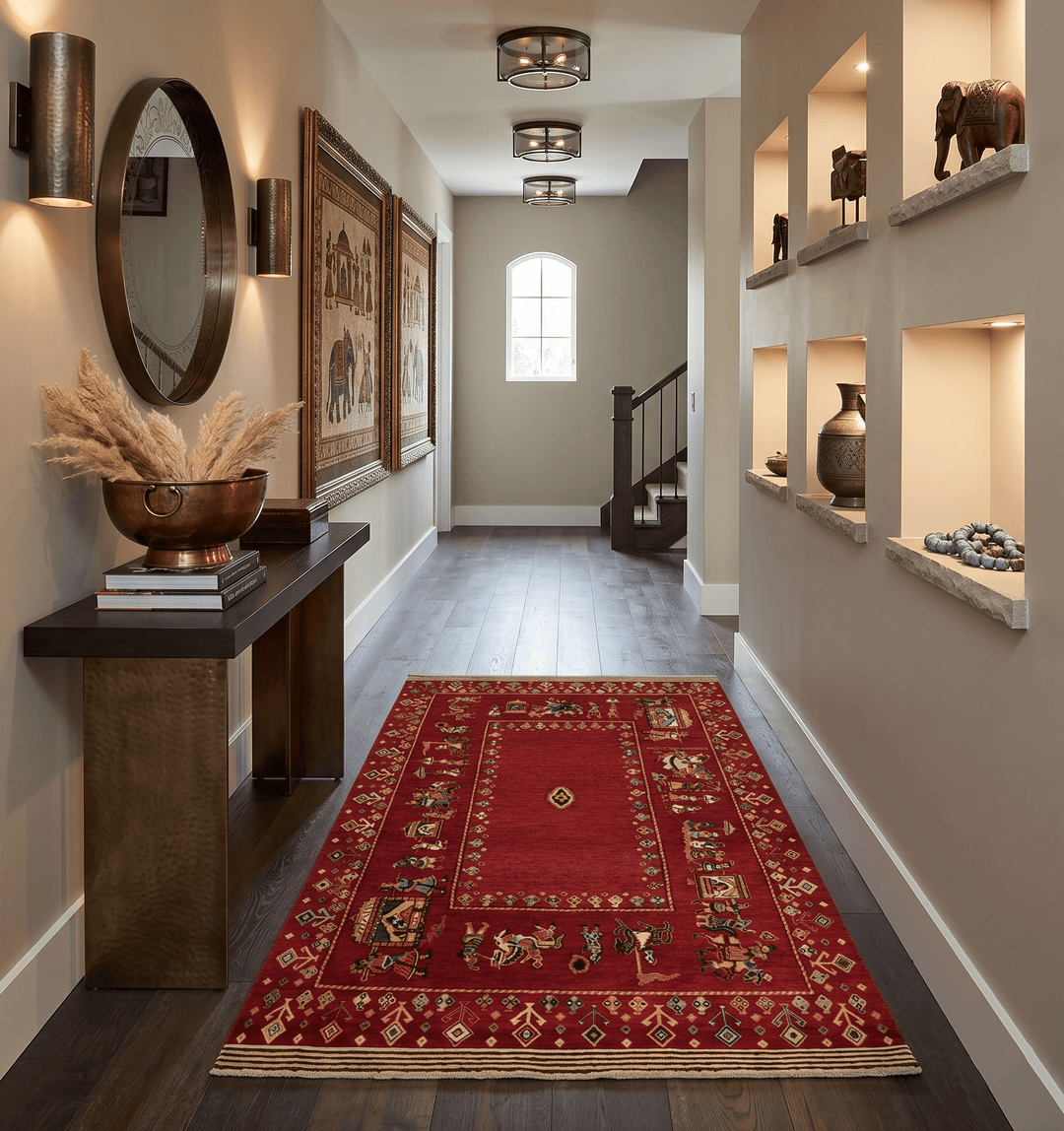 Modern Style Maroon 5x7 Wool Hand Knotted Antique Rug - The Rug Decor