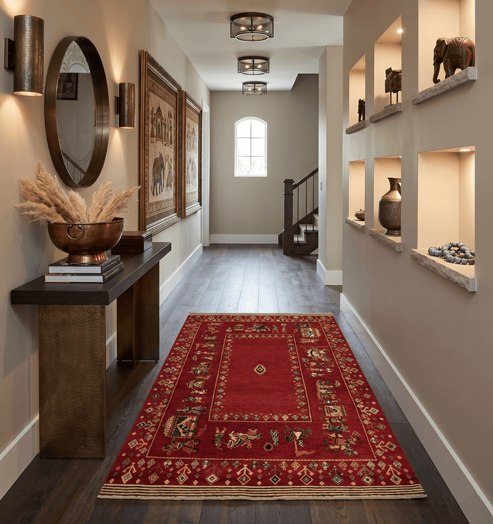 Modern Style Maroon 5x7 Wool Hand Knotted Antique Rug - The Rug Decor