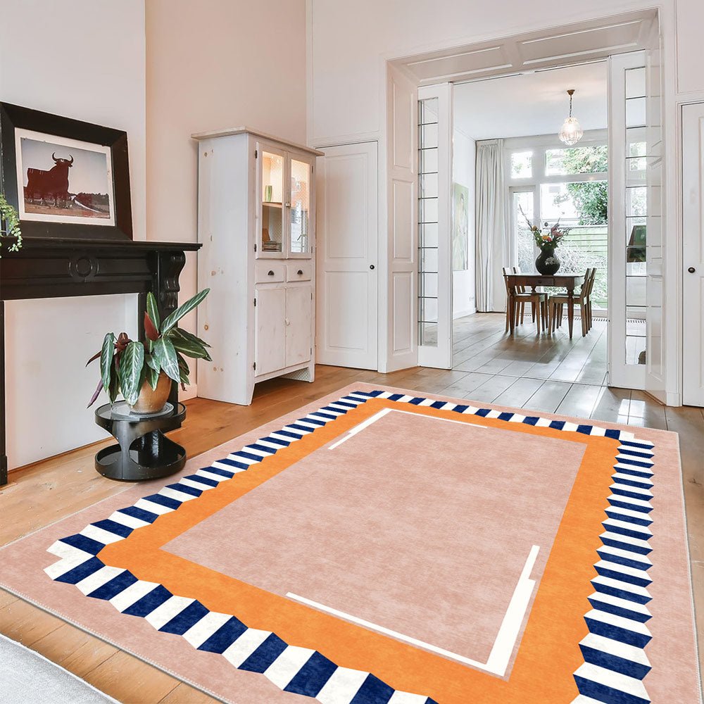 Modern Style Peach Cotton Machine Washable Area Rug - The Rug Decor