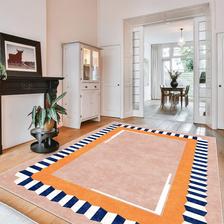 Modern Style Peach Cotton Machine Washable Area Rug - The Rug Decor