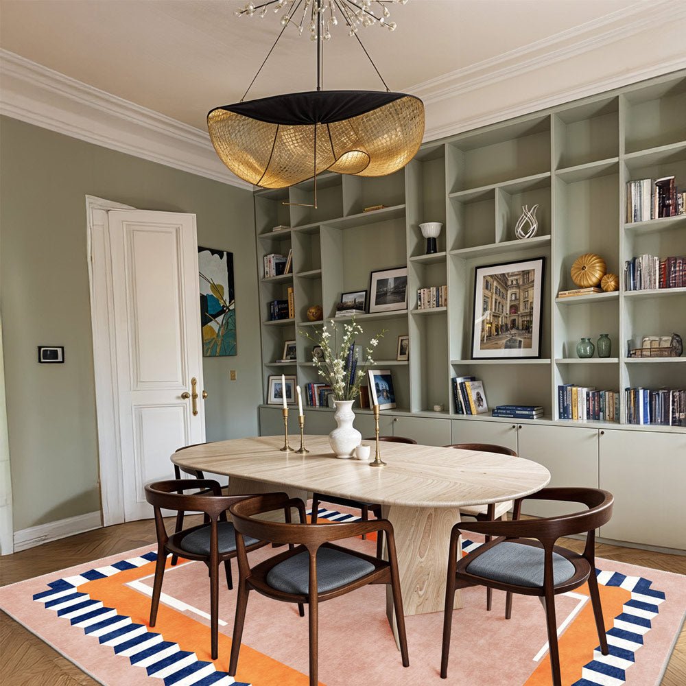 Modern Style Peach Cotton Machine Washable Area Rug - The Rug Decor