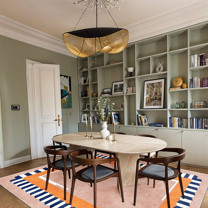 Modern Style Peach Cotton Machine Washable Area Rug - The Rug Decor