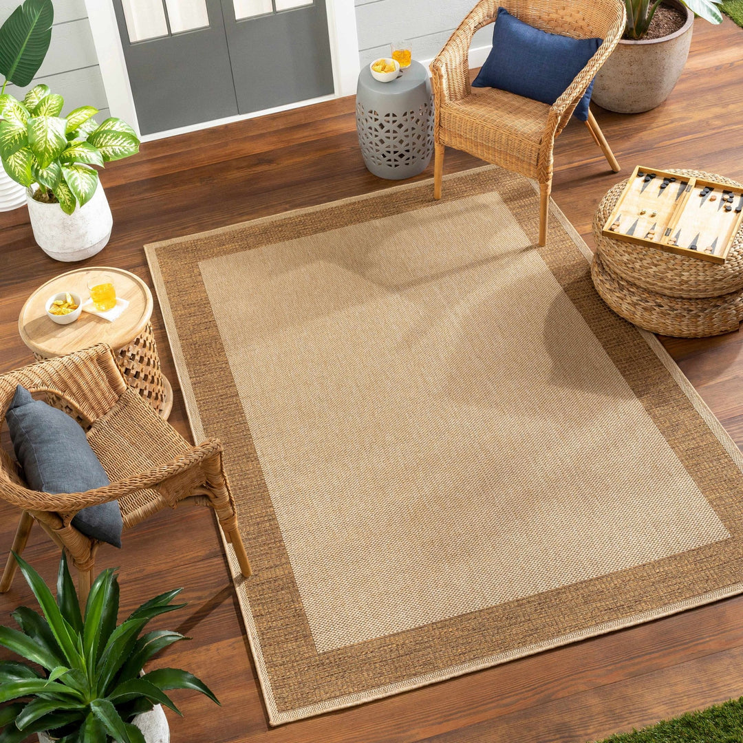 Modern Style Tan And Brown Machine Woven Jute Rug - The Rug Decor