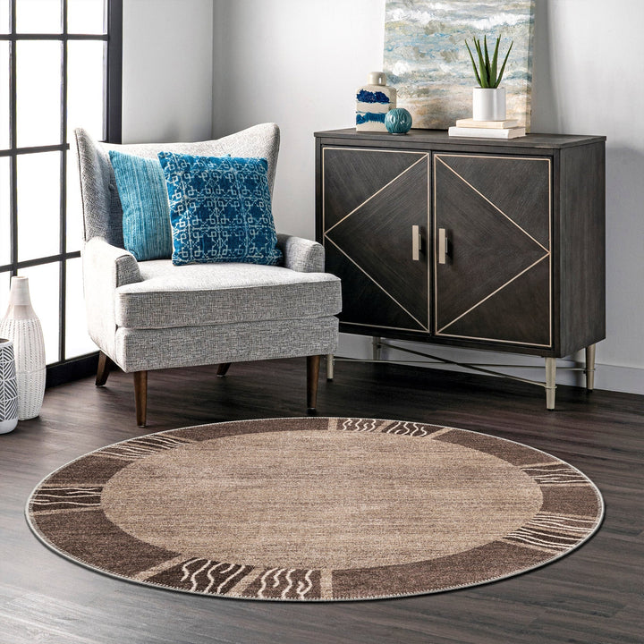 Modern Style Taupe Machine Washable Cotton Rug - The Rug Decor