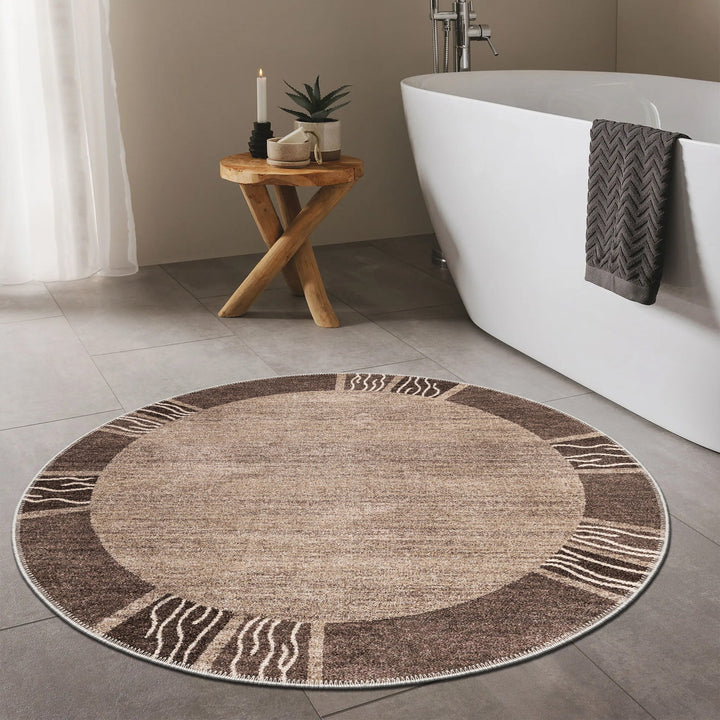 Modern Style Taupe Machine Washable Cotton Rug - The Rug Decor