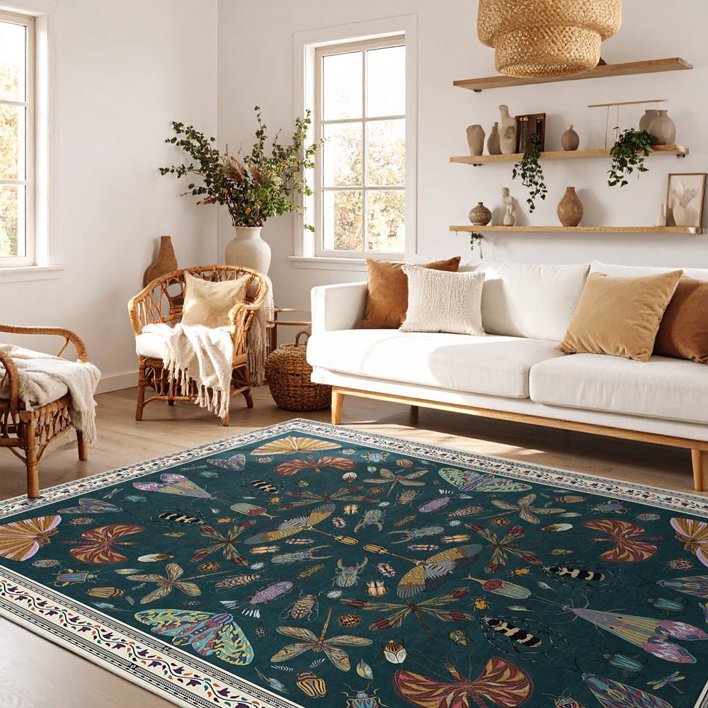 Modern Style Teal Machine Washable Cotton Area Rug - The Rug Decor
