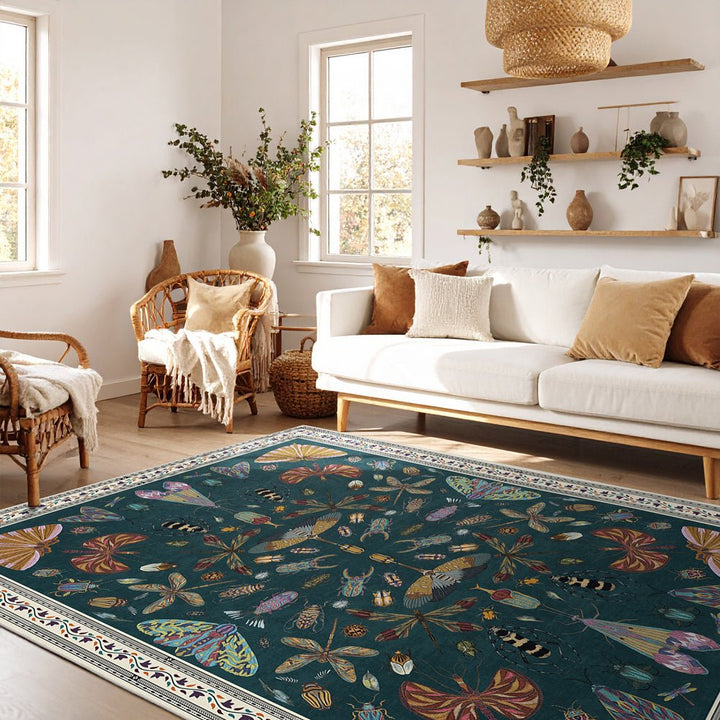Modern Style Teal Machine Washable Cotton Area Rug - The Rug Decor