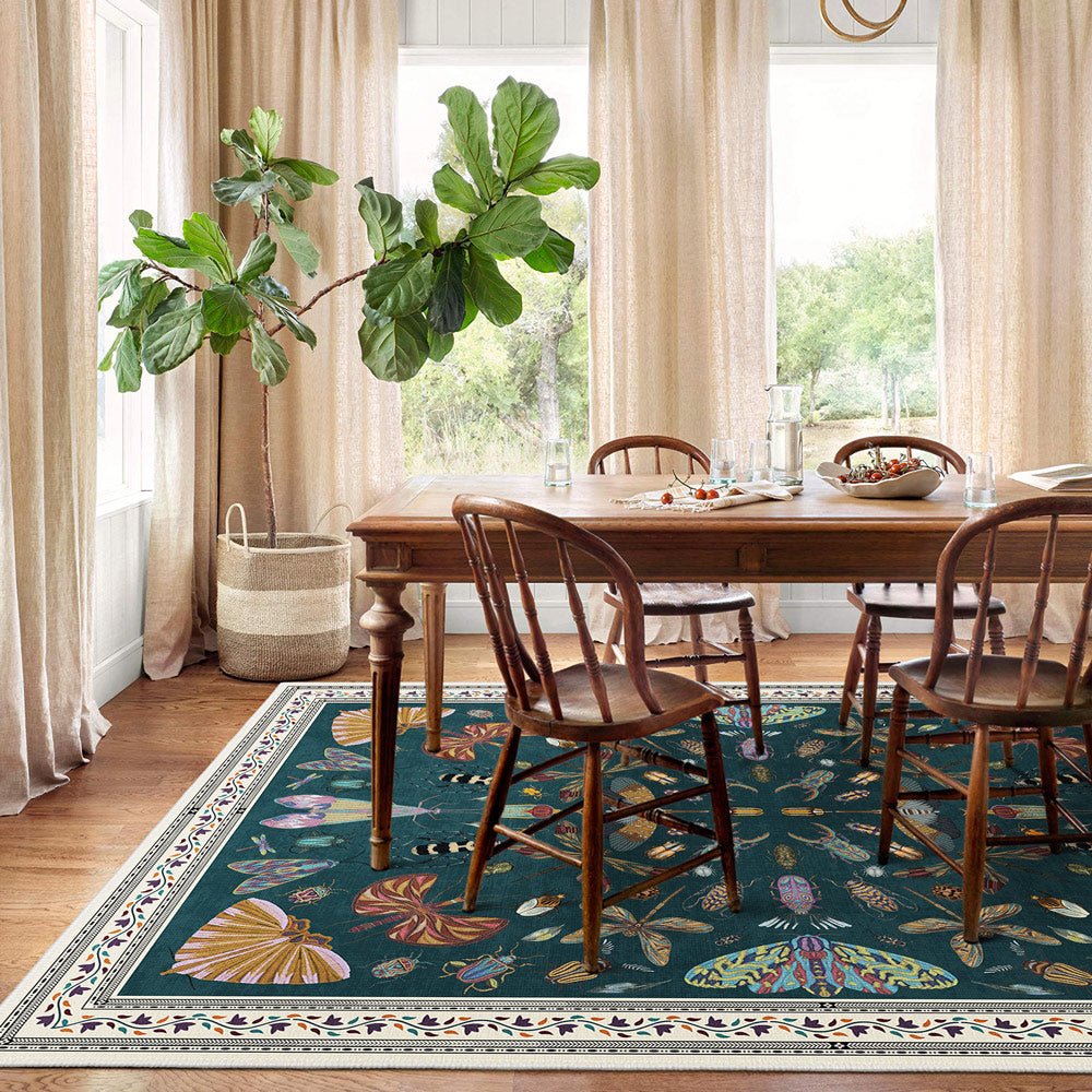 Modern Style Teal Machine Washable Cotton Area Rug - The Rug Decor