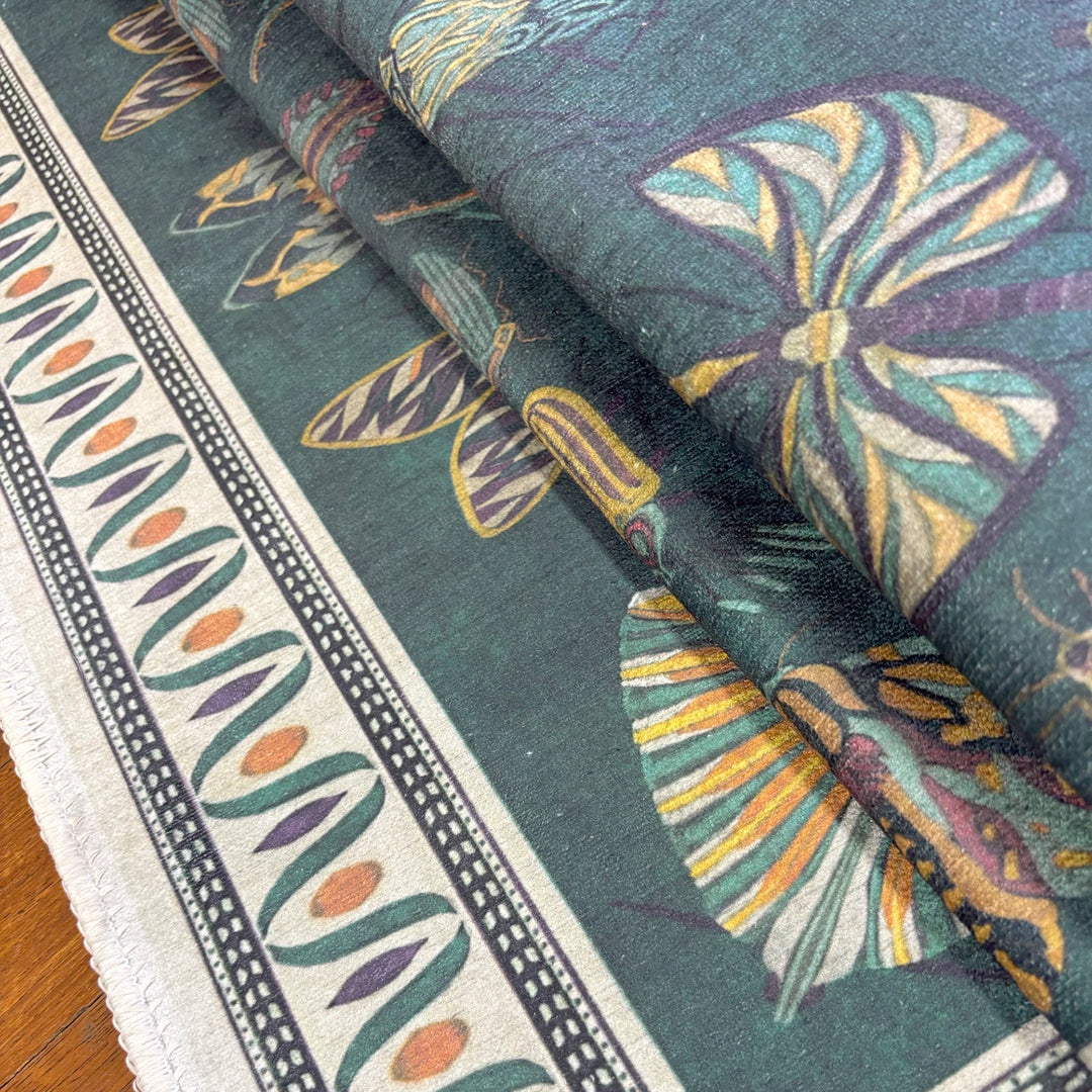 Modern Style Teal Machine Washable Cotton Area Rug - The Rug Decor