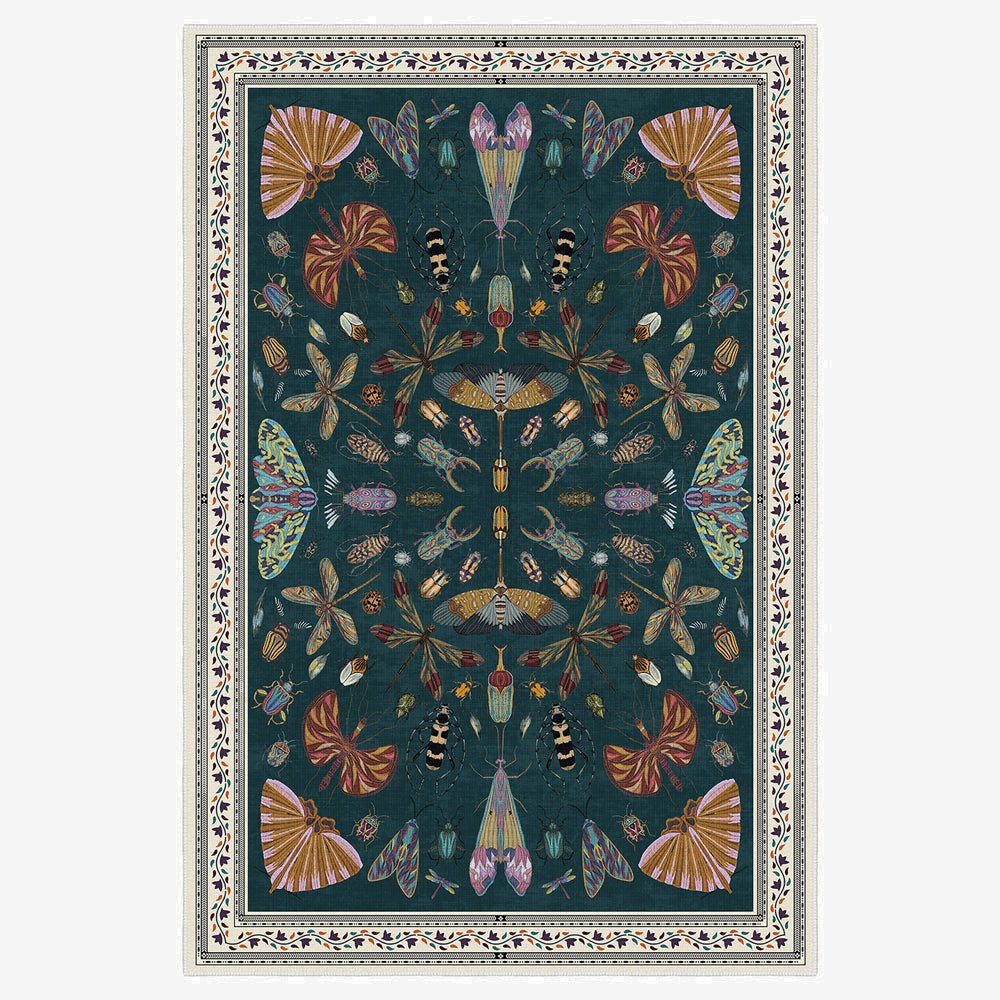 Modern Style Teal Machine Washable Cotton Area Rug - The Rug Decor