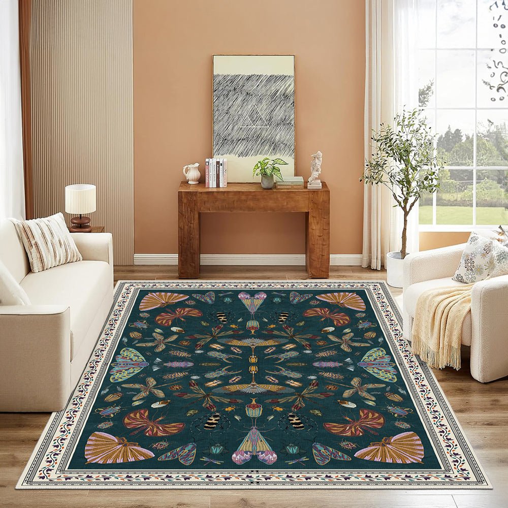 Modern Style Teal Machine Washable Cotton Area Rug - The Rug Decor