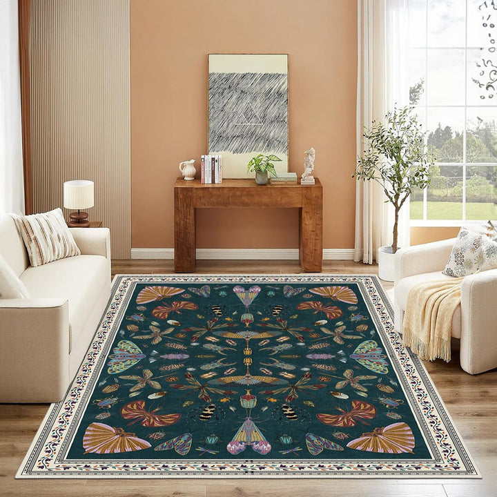 Modern Style Teal Machine Washable Cotton Area Rug - The Rug Decor