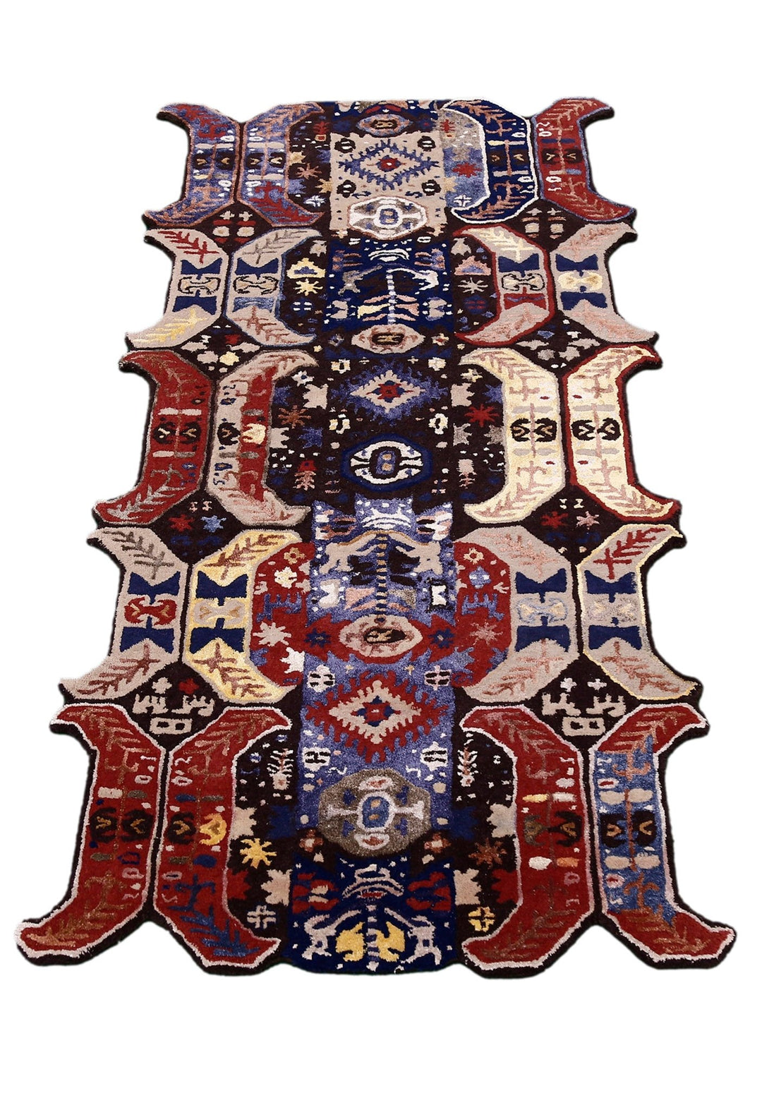 Modern Tribal Design Maroon Hand Tufted 4x8 Wool Area Rug - The Rug Decor