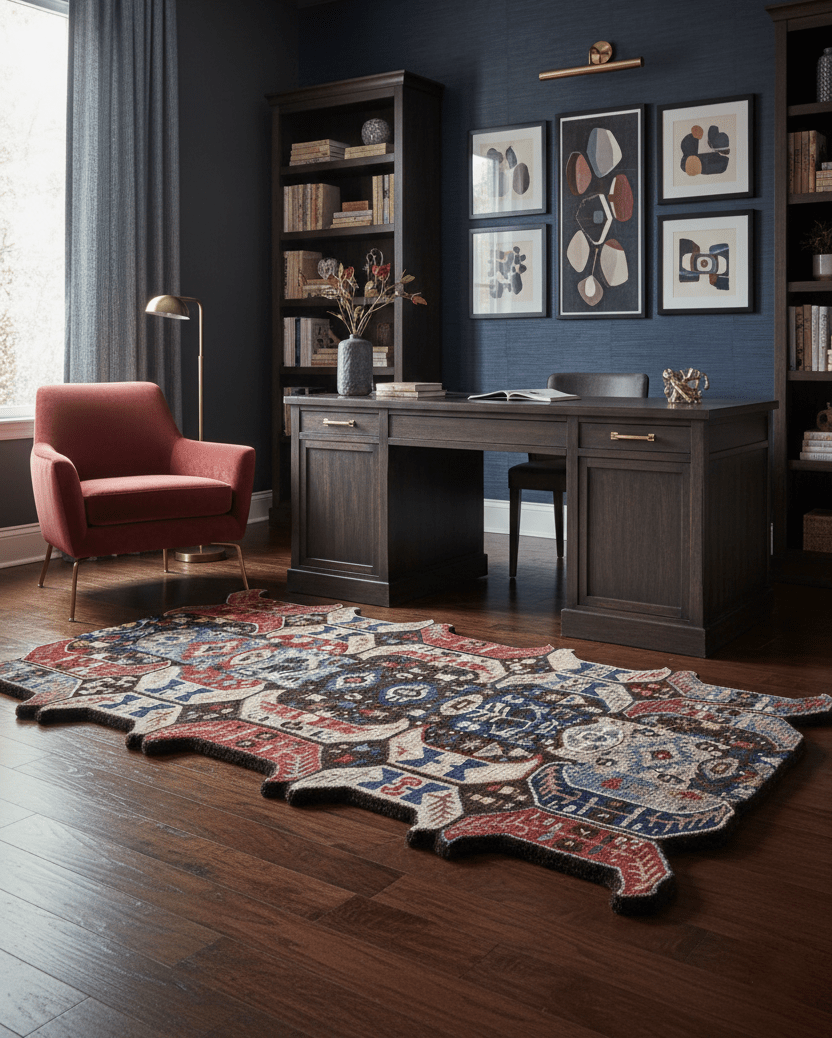 Modern Tribal Design Maroon Hand Tufted 4x8 Wool Area Rug - The Rug Decor