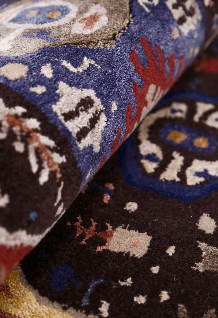 Modern Tribal Design Maroon Hand Tufted 4x8 Wool Area Rug - The Rug Decor